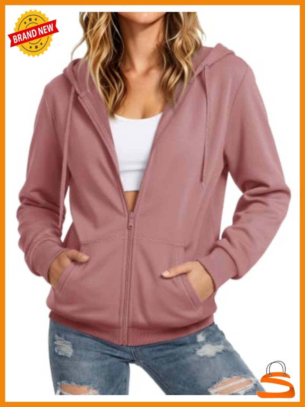 Women's Zip Up Hoodie Fleece Lined Jacket Hooded Sweatshirt Casual